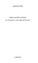 Copertina  Come leggere la poesia : con esercitazioni su poeti italiani del Novecento