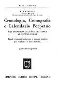 Copertina  Cronologia, Cronografia e Calendario Perpetuo : dal principio dell'Era cristiana ai nostri giorni ; tavole cronologico-sincrone e quadri sinottici per verificare le date storiche