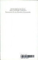 Copertina  Fenomenologia dell'essere umano : lineamenti di una filosofia al femminile