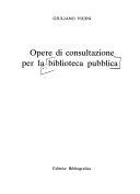 Copertina  Opere di consultazione per la biblioteca pubblica