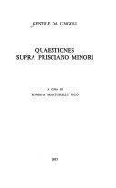 Copertina  Quaestiones supra Prisciano Minori