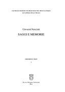 Copertina  Saggi e memorie