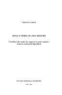 Copertina  Isole e peree in Asia minore : contributi allo studio dei rapporti tra poleis insulari e territori continentali dipendenti