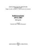 Copertina  Indicizzazione : 1975-1987 : bibliografia